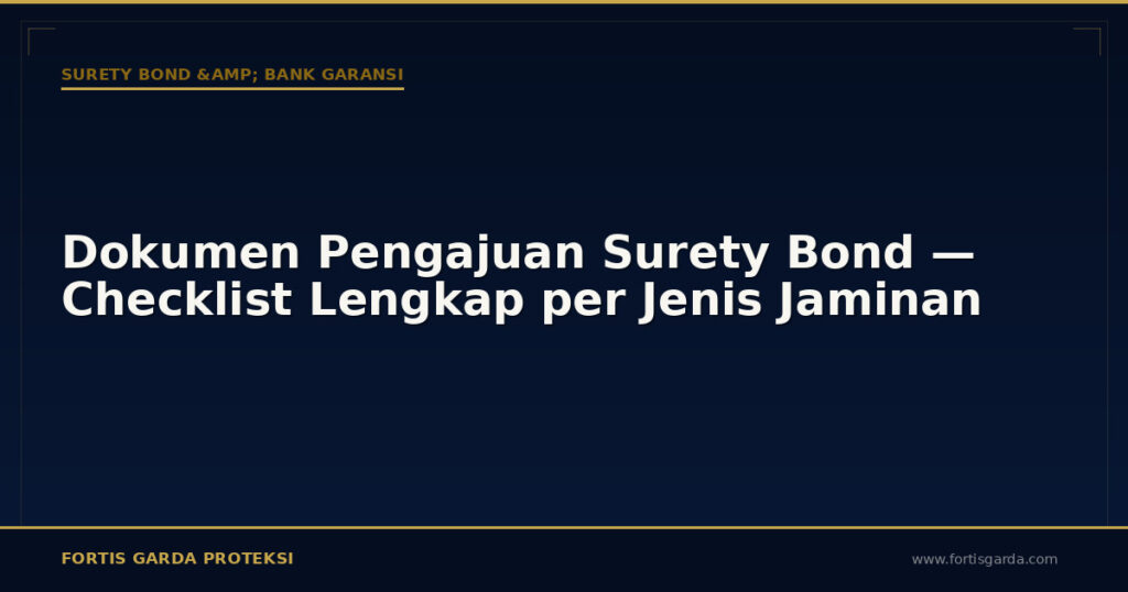 Dokumen Pengajuan Surety Bond — Checklist Lengkap per Jenis Jaminan - Surety Bond & Bank Garansi | Fortis Garda Proteksi