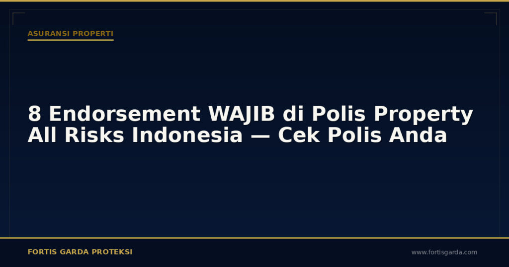 8 Endorsement WAJIB di Polis Property All Risks Indonesia — Cek Polis Anda - Asuransi Properti | Fortis Garda Proteksi
