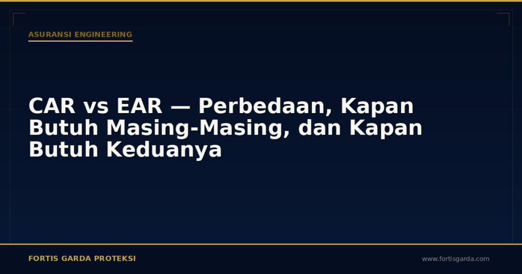 CAR vs EAR — Perbedaan, Kapan Butuh Masing-Masing, dan Kapan Butuh Keduanya - Asuransi Engineering | Fortis Garda Proteksi