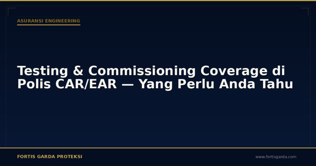 Testing & Commissioning Coverage di Polis CAR/EAR — Yang Perlu Anda Tahu - Asuransi Engineering | Fortis Garda Proteksi