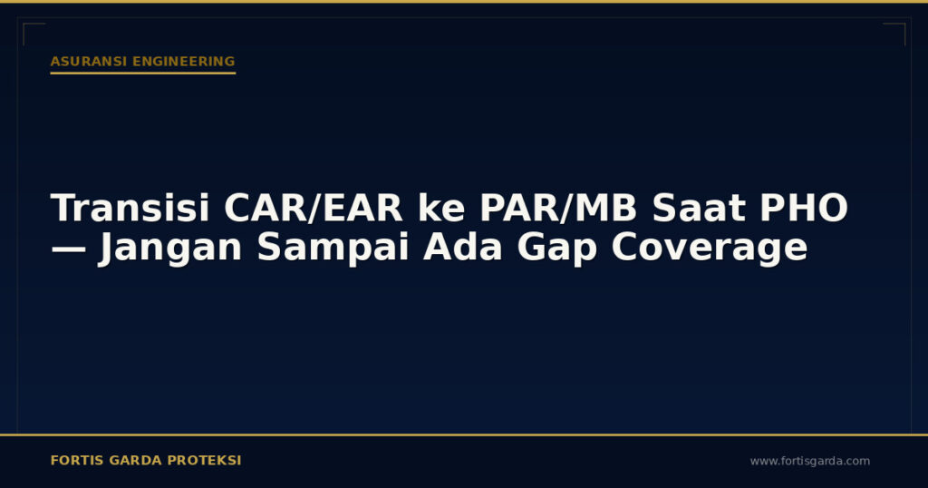 Transisi CAR/EAR ke PAR/MB Saat PHO — Jangan Sampai Ada Gap Coverage - Asuransi Engineering | Fortis Garda Proteksi
