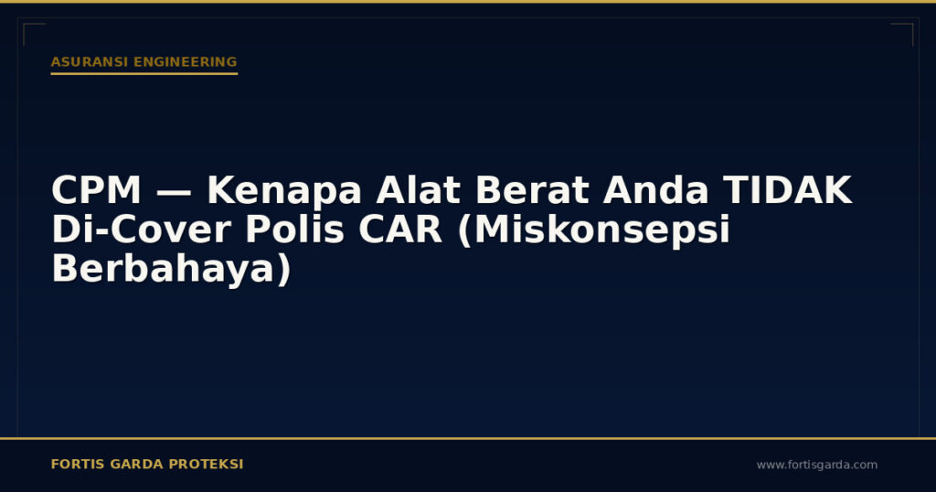 CPM — Kenapa Alat Berat Anda TIDAK Di-Cover Polis CAR (Miskonsepsi Berbahaya) - Asuransi Engineering | Fortis Garda Proteksi