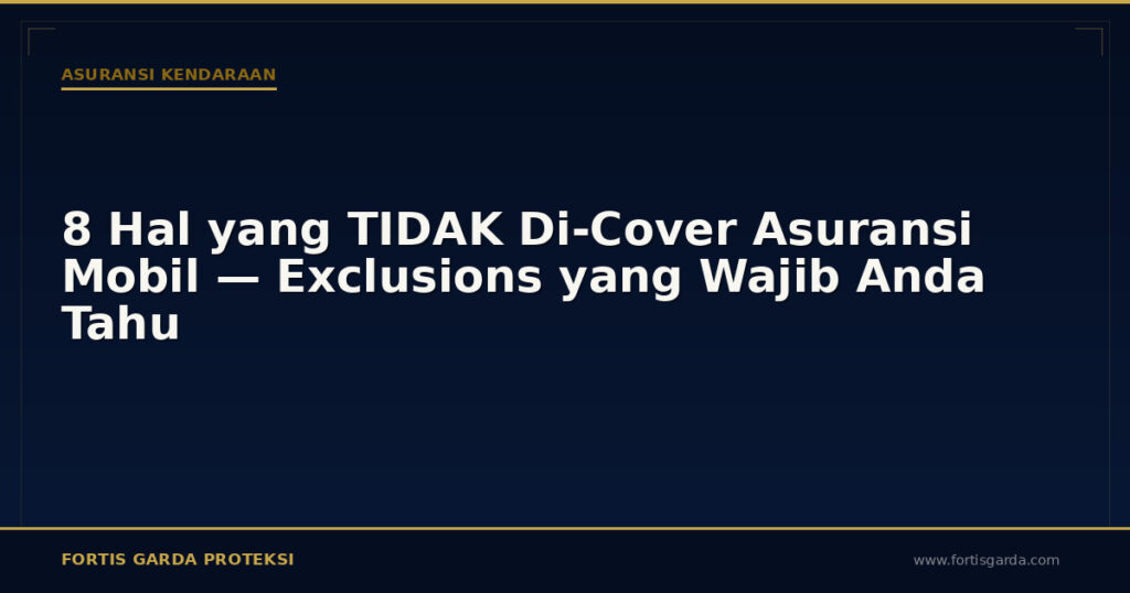 8 Hal yang TIDAK Di-Cover Asuransi Mobil — Exclusions yang Wajib Anda Tahu - Asuransi Kendaraan | Fortis Garda Proteksi