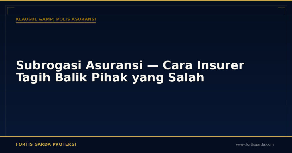 Subrogasi Asuransi — Cara Insurer Tagih Balik Pihak yang Salah - Klausul & Polis Asuransi | Fortis Garda Proteksi