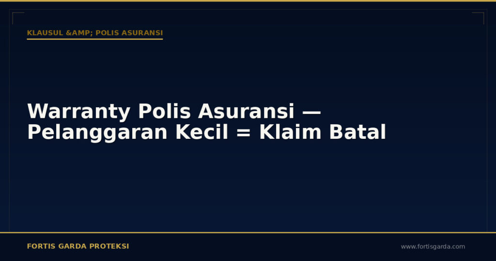 Warranty Polis Asuransi — Pelanggaran Kecil = Klaim Batal - Klausul & Polis Asuransi | Fortis Garda Proteksi