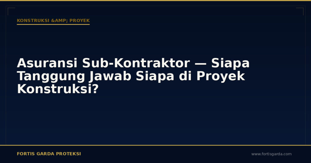 Asuransi Sub-Kontraktor — Siapa Tanggung Jawab Siapa di Proyek Konstruksi? - Konstruksi & Proyek | Fortis Garda Proteksi