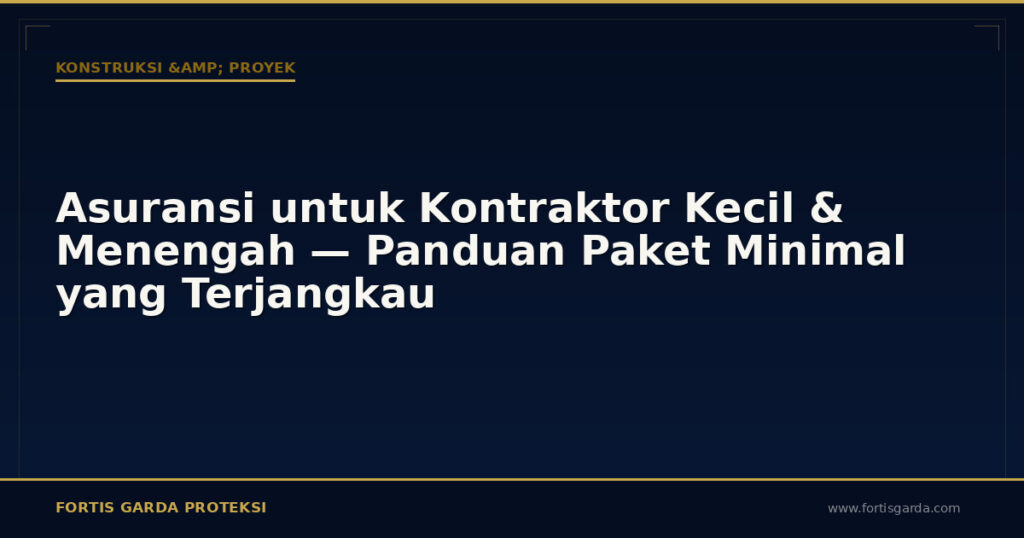 Asuransi untuk Kontraktor Kecil & Menengah — Panduan Paket Minimal yang Terjangkau - Konstruksi & Proyek | Fortis Garda Proteksi