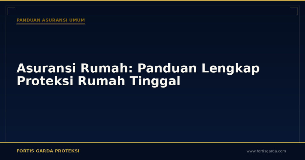 Asuransi Rumah: Panduan Lengkap Proteksi Rumah Tinggal - Panduan Asuransi Umum | Fortis Garda Proteksi