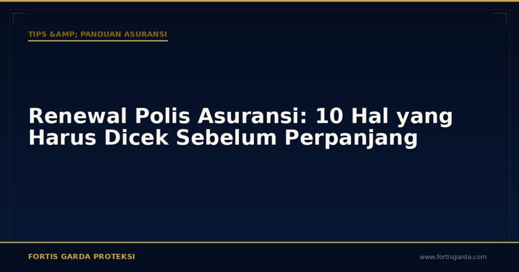 Renewal Polis Asuransi: 10 Hal yang Harus Dicek Sebelum Perpanjang - Tips & Panduan Asuransi | Fortis Garda Proteksi