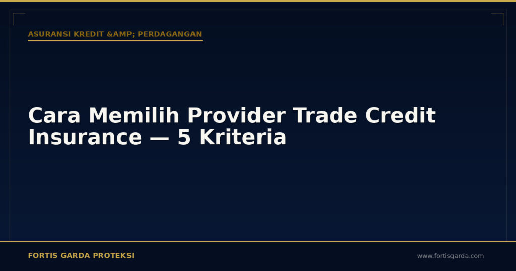 Cara Memilih Provider Trade Credit Insurance — 5 Kriteria - Asuransi Kredit & Perdagangan | Fortis Garda Proteksi